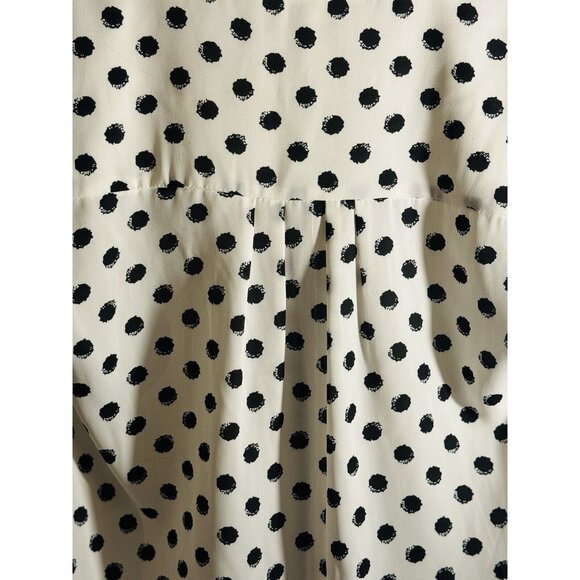 41 Hawthorn White & Black Polka Dot Tulip Sleeve Blouse Pocket Accent Sz Small - Picture 10 of 12